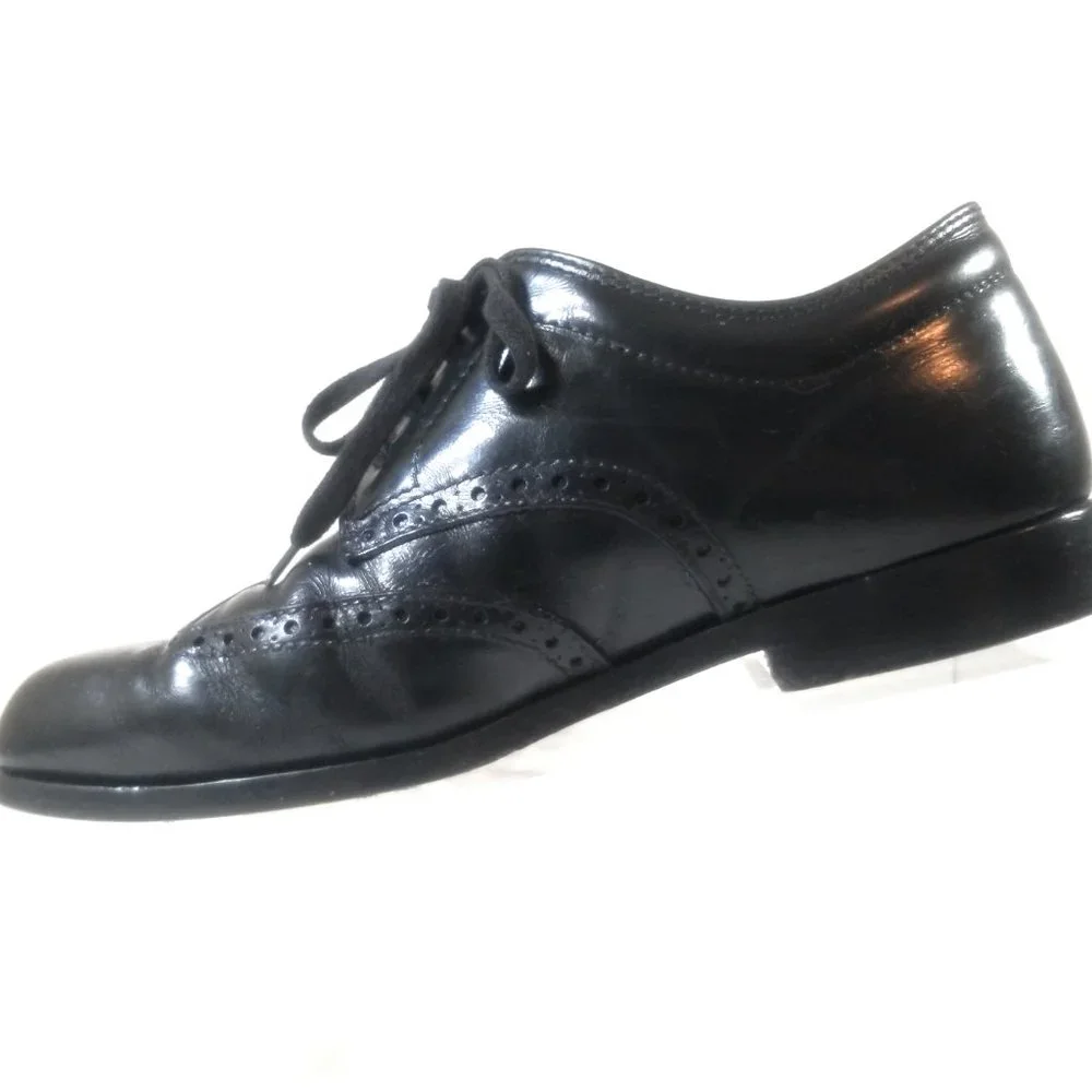 Tod's Men Black Leather Rubber Sole Oxford Dress Wingtip Lace Up Shoes Size 7